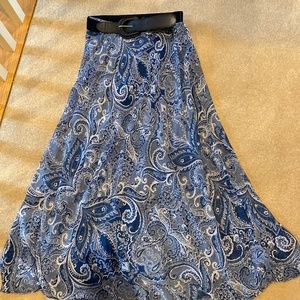 Western blue paisley skirt with matching belt